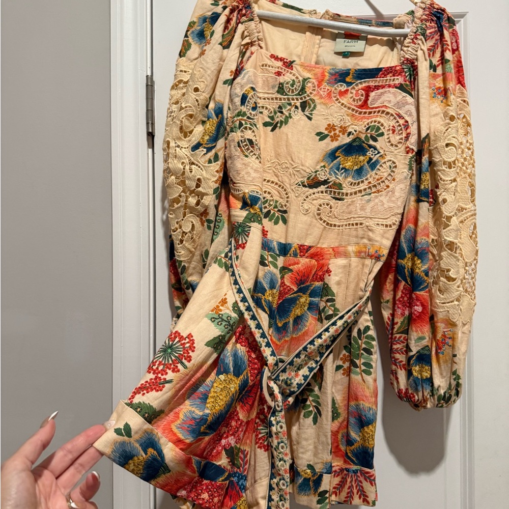 FARM Rio Multicolor Floral Jumpsuit with embroidered and lace detail